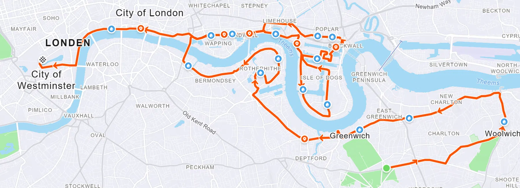 Het parcours van de london marathon 2026